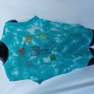 Earthbound Trading Tie Die Sleeveless T-Shirt, Turquoise Multi, Small, NWT